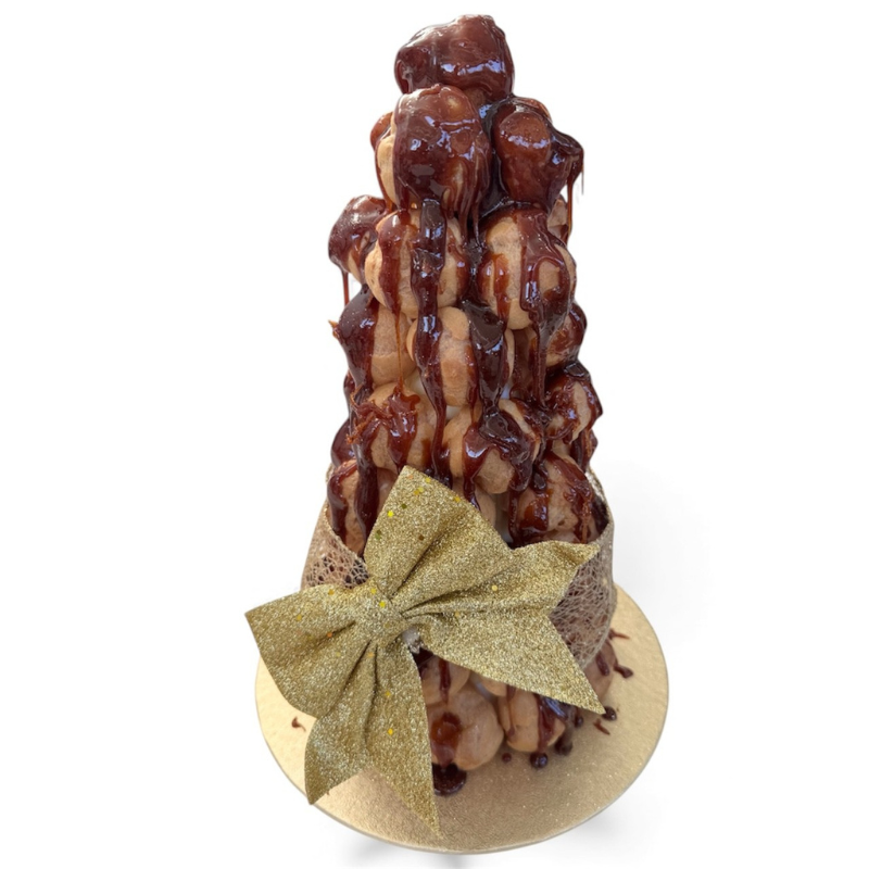 Christmas Croquembouche with Cracked Caramel Drizzle